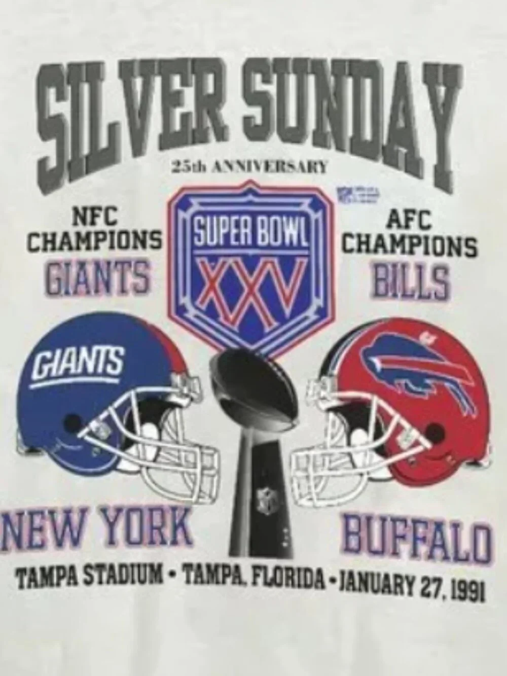 Vintage Style 90s Super Bowl XXV 1991 New York Giants vs Buffalo Bills shirt tee